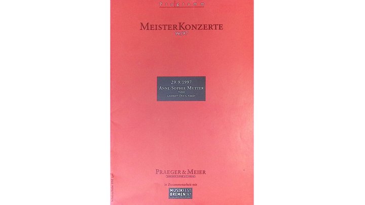 Programmheft zum Konzert von Anne-Sophie Mutter in Bremen, 29. September 1997